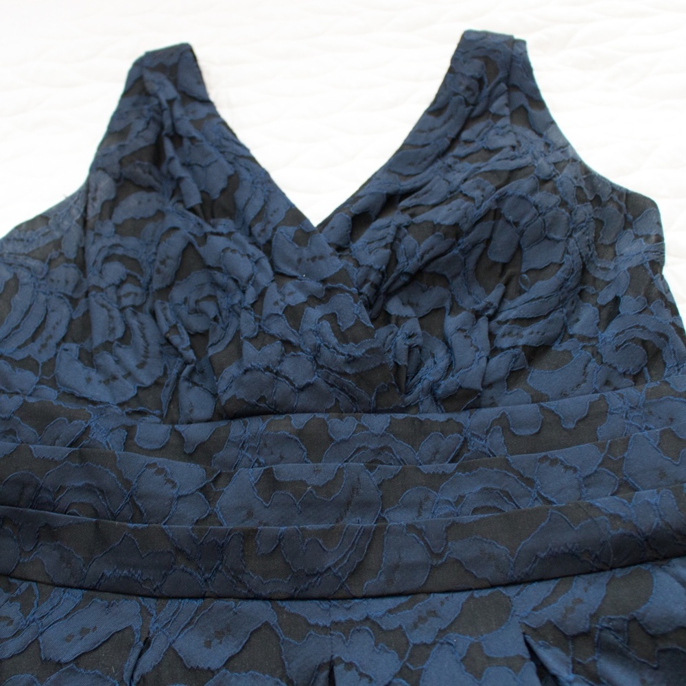 Lauren RL | Navy Lace A-Line Sleeveless Dress - Picture 3 of 6